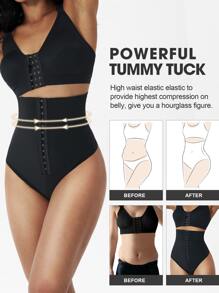 1pc High Waist Body Shaper Shorts For Women, Thong Shapewear Bottom - Black - View 3