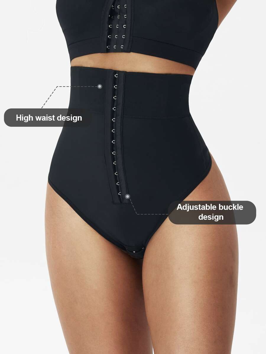 1pc High Waist Body Shaper Shorts For Women, Thong Shapewear Bottom - Black - View 1
