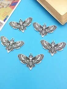 10入組古董銀合金復古骷髏蝴蝶DIY吊墜萬聖節吊墜適用於手環項鍊耳環珠寶製作配件萬聖節首飾類用品 - 銀色 - 查看 3