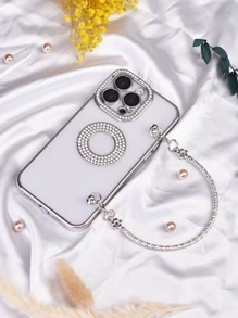 Funda para móvil con diseño de diamante de imitación con acollador - Plateado - Ver 2