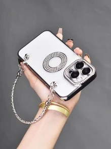 Funda para móvil con diseño de diamante de imitación con acollador - Plateado - Ver 5