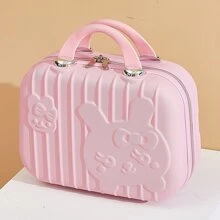 14 Inch Handheld Briefcase Carry On Stationery Box For Children Prize Present Portable Waterproof CaseMini Small Travel Suitcase Briefcase Cosmetic Bag Portable Travel Bag Multipurpose Suitcases For Women High Makeup - 粉色 - 查看 2