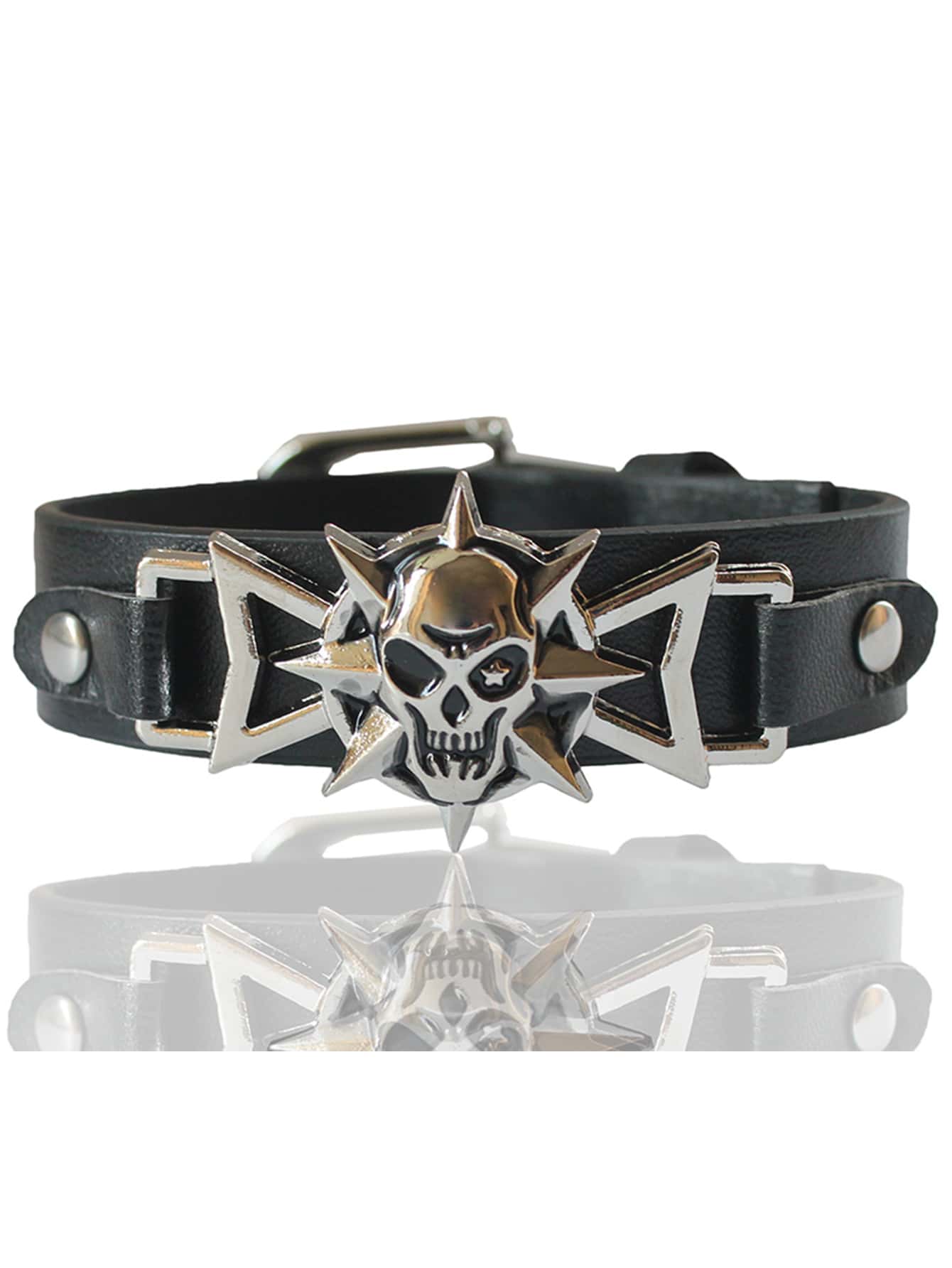 1pc Women's Vintage Skull Head Chain Bracelet - Black - View 1