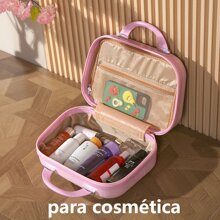 14 Inch Handheld Briefcase Carry On Stationery Box For Children Prize Present Portable Waterproof CaseMini Small Travel Suitcase Briefcase Cosmetic Bag Portable Travel Bag Multipurpose Suitcases For Women High Makeup - 粉色 - 查看 4