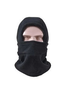 1入組男士黑色冬季加厚羊毛毛絨巴拉克拉法帽防風全臉面罩無簷小便帽帽子戶外徒步騎行帽女式保暖帽 - 黑色 - 查看 2