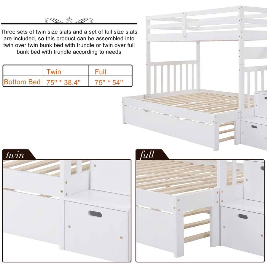 Merax Twin over Twin/Full Bunk Bed with Twin Size Trundle SHEIN USA