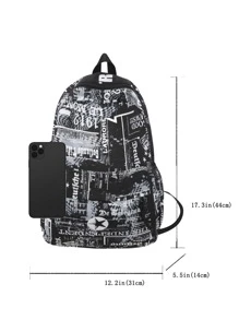 MINGHONG Nylon Graffiti New High School High School High School Student Large Capacity Schoolbag Middle School Backpack Business Travel Leisure Letter Backpack Bag Students School Supplies Book Bag School Bag College School Pencil Case Teacher Gifts Fall Christmas Scream Bag Backpack Winter Christmas Gifts Travel Bag Funny Gifts Holiday Thanksgiving Hip Bag Holiday Essentials Camping Summer Back To School Beach Laptop Case - Black - View 4