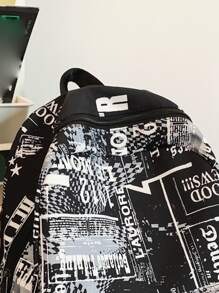 MINGHONG Nylon Graffiti New High School High School High School Student Large Capacity Schoolbag Middle School Backpack Business Travel Leisure Letter Backpack Bag Students School Supplies Book Bag School Bag College School Pencil Case Teacher Gifts Fall Christmas Scream Bag Backpack Winter Christmas Gifts Travel Bag Funny Gifts Holiday Thanksgiving Hip Bag Holiday Essentials Camping Summer Back To School Beach Laptop Case - Black - View 3