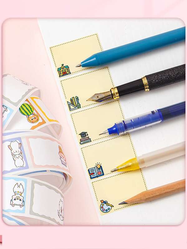 Cartoon Tape Name Stickers For Kids, Waterproof Selfadhesive Labels