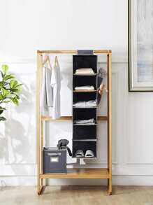 1pc Wardrobe Hanging Storage Bag With Side Pockets, Foldable Six-Layer Non-Woven Fabric Hanging Organizer Bag For Home  Decorations   Autumn Decor Festival Decor Room Decor Home Decor Fall Decor Bedroom Decor - Grey - View 6