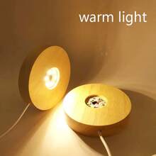 قاعدة خشبية مضيئة ب- 6 مصابيح LED بأحجام 2.36 بوصة / 3.14 بوصة / 3.93 بوصة بضوء دافئ، قاعدة إضاءة DIY، وحامل عرض للأشكال المتحركة