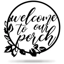 1pc Welcome To Our Porch Metallic Wall Sign - Black - View 5