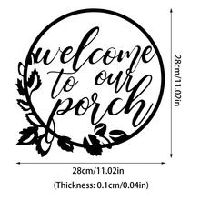 1pc Welcome To Our Porch Metallic Wall Sign - Black - View 4