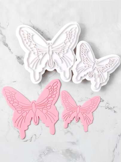 2Pcs Butterfly Cookie Cutters Biscuit Mold Cake Fondant Sugarcraft Butterfly Shape Cookie Patch For Cake Decorating Pastry Slicer, Valentine's Day Party, Home Decor, Home Gifts