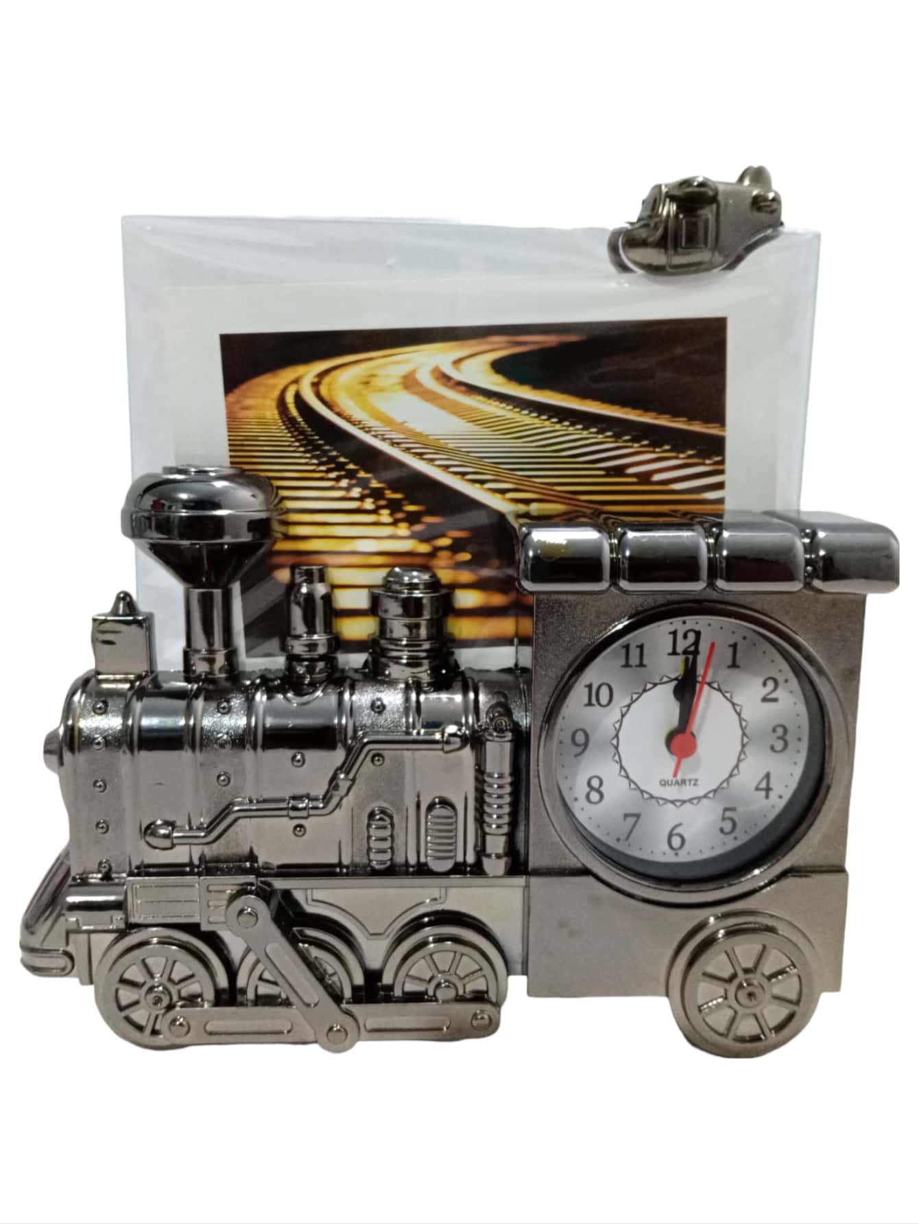 RELOJ DESPERTADOR TREN O LOCOMOTORA CON PORTARETRATOS - Multicolor - Ver 1