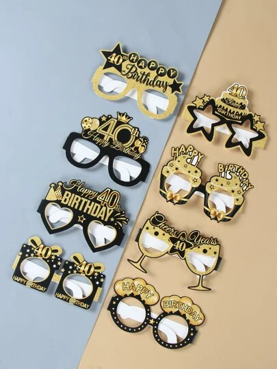 8 件 40 岁生日派对纸质眼镜装饰品成人节日派对装饰、圣诞节
