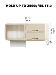 1pc White Wall Mounted Transparent Bathroom Storage Rack  Without Punching Bathroom Toiletries Storage Rack Transparent Bathroom Shelf Multifunctional Bathroom Space - White - View 11