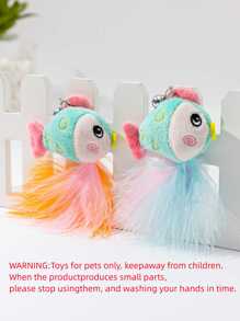 1入貓棒替換頭,附有卡通魚,雞毛和真羽毛,隨機送出顏色 - 彩色 - 查看 7