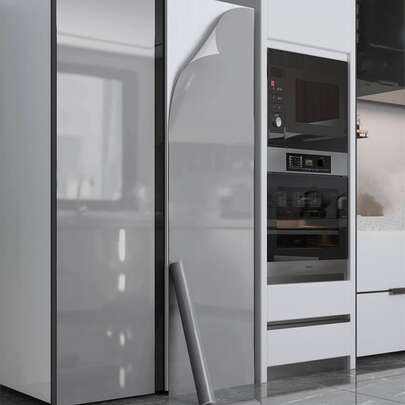 1 pieza Adhesivo gris brillante para refrigerador, resistente al agua y al aceite, película protectora para máquinas exteriores como aire acondicionado, lavadora, refrigerador, decoración de pared, calcomanía de vinilo para decoraciones del hogar, artículos de decoración de primavera para renovar su hogar, calcomanías de decoración Rama, regalos de cumpleaños y graduación