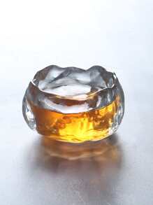 1 st förtjockad asymmetrisk värmebeständig glaskopp (första snön) för is och varma drycker - Transparent färg [kopp + fat] - Visa 5