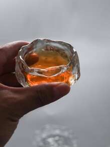 1 st förtjockad asymmetrisk värmebeständig glaskopp (första snön) för is och varma drycker - Transparent färg [kopp + fat] - Visa 8