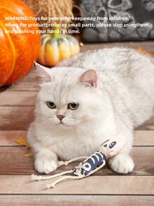 骷髏造型互動式貓玩具,適用於貓/小貓寵物玩具 - 黑與白 - 查看 2