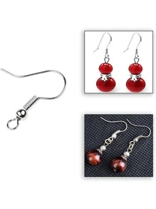 50入組掛耳式配件耳環耳朵人造首飾類DIY配件材料帶圓珠曲綫耳朵掛鉤