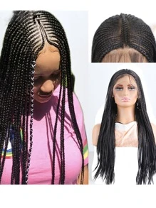 13 X 6 Lace Front Braided Synthetic Wig - Black - View 1