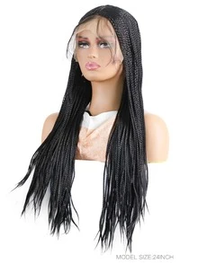 13 X 6 Lace Front Braided Synthetic Wig - Black - View 6