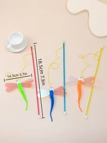 1pc Random Color Dragonfly Design Cat Teaser Stick - Multicolor - View 7