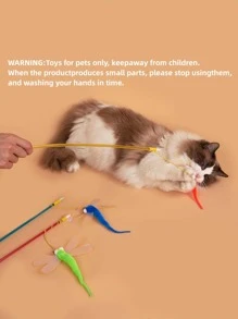 1pc Random Color Dragonfly Design Cat Teaser Stick - Multicolor - View 8