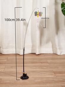 1pc Butterfly Decor Suction Cup Cat Teaser Toy - Multicolor - View 6
