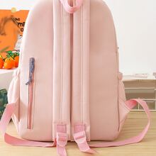 Exquis Polyvalent Pratique Étudiant Sac À Dos Cinq Set Sac À Dos Pour École , Multifonctionnel Sac D'école - Rose bonbon - Voir 6
