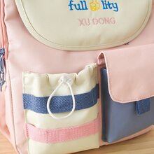 Exquis Polyvalent Pratique Étudiant Sac À Dos Cinq Set Sac À Dos Pour École , Multifonctionnel Sac D'école - Rose bonbon - Voir 5
