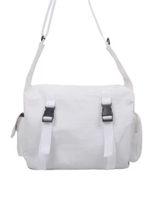 Bandolera para hombre, bandolera de estilo japonés, bandolera, mochila escolar para estudiantes de secundaria, gran capacidad - Blanco - Ver 2