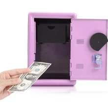 1-teilige Spardose, Münzaufbewahrungsbox Aus Metall, Mini-geldkassette Mit Schlüssel Und Passwortschloss, Büro-organizer Mit Ausziehbarer Schublade, Geeignet Für Kinder, Tolles Geschenk - Pink - Übersicht 4