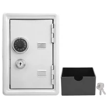 1pc Metal Coin Bank, Money Saving Box, Password Lock Cash Coin Holder With Internal Drawer, Suitable For Kids, Office Organizing And Gift - White - View 5