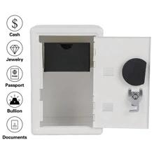 1pc Metal Coin Bank, Money Saving Box, Password Lock Cash Coin Holder With Internal Drawer, Suitable For Kids, Office Organizing And Gift - White - View 6