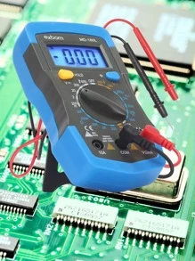 Multímetro Digital Portátil Profissional Corrente Ac + Dc Tensão 200M~600V Bateria 9V Teste Bipe - Amarelo - Visão 1