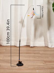 1pc Suction Cup Feather Decor Cat Teaser Stick, Interactive Cat Feather Toy, Cat Wand Toy And Natural Feather Teaser Replacement With Bell - Multicolor - View 7