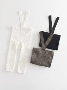 3入組女嬰高腰緊身褲，帶絲襪，適合新生兒和嬰兒，黑白