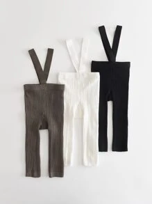 3入組女嬰高腰緊身褲，帶絲襪，適合新生兒和嬰兒，黑白