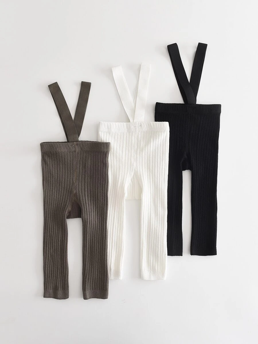 3入組女嬰高腰緊身褲，帶絲襪，適合新生兒和嬰兒，黑白