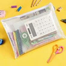 1 Peça Bolsa de Tela Impermeável Tamanho A3 de Grande Capacidade para Estudante de Arte, Adequada para Jogos de Mesa, Suprimentos de Escritório e Sala de Aula, Volta às Aulas, Material Escolar - Branco - Visão 2