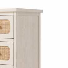 COZAYH Wicker Rattan Chest Of Drawers, 4-Drawer Dresser, Wooden Storage Cabinet, Modern Farmhouse Accent Table, Boho Mid-Century Coastal Sideboard Buffet