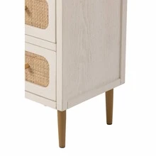 COZAYH Wicker Rattan Chest Of Drawers, 4-Drawer Dresser, Wooden Storage Cabinet, Modern Farmhouse Accent Table, Boho Mid-Century Coastal Sideboard Buffet