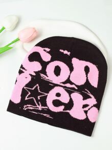 1 Miếng Nam Mới Dệt kim Dệt hoa Hip-hop Mũ Beanies Với Thiết kế chữ cái , Ấm áp Mùa Đông Mũ Đối với Mặc hàng ngày - Nhiều màu - Xem 1