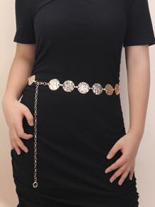 Mujer Cinturón de cadena con textura con diseño redondo de moda para Decoración de vestido - Dorado - Ver 1