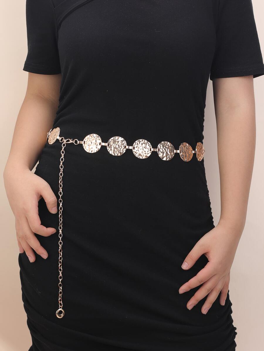 Mujer Cinturón de cadena con textura con diseño redondo de moda para Decoración de vestido - Dorado - Ver 1
