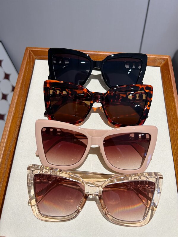 4 piezas Gafas de mujer estilo cat-eye de moda, de estilo minimalista para uso casual diario para verano, playa, vacaciones, exterior y viajes